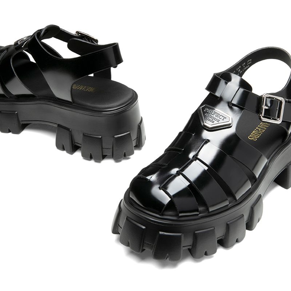 Lug Sole Platform Sandals - BLACK-PAT - 6
